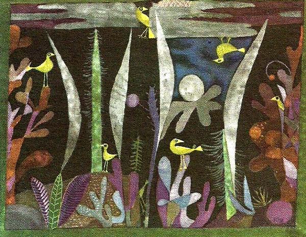 Paul Klee landskap med  gula faglar oil painting picture